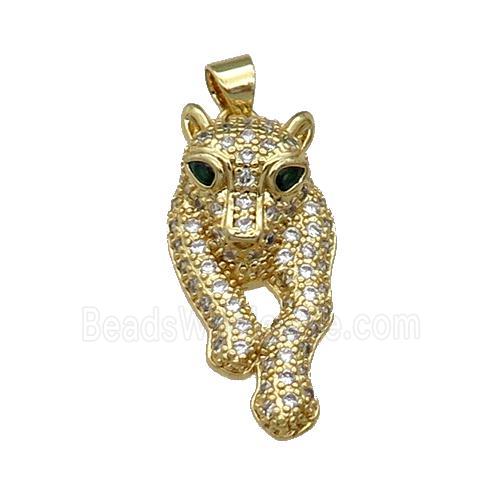 Copper Leopard Pendant Pave Zircon Gold Plated