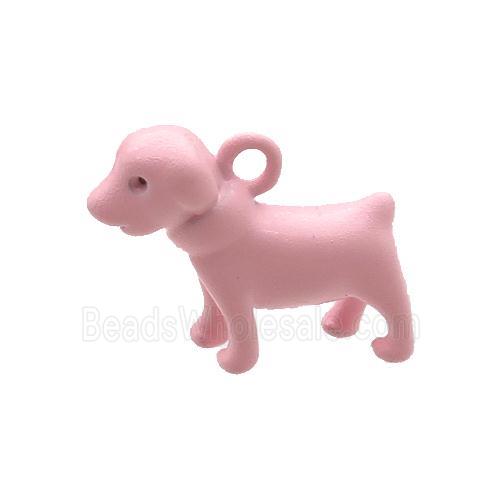 Copper Dog Pendant Pink Lacquered Fired