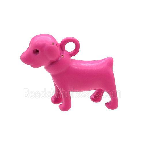 Copper Dog Pendant Hotpink Lacquered Fired