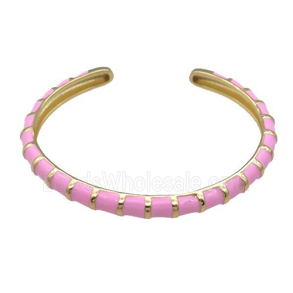 Copper Bangle Pink Enamel Gold Plated