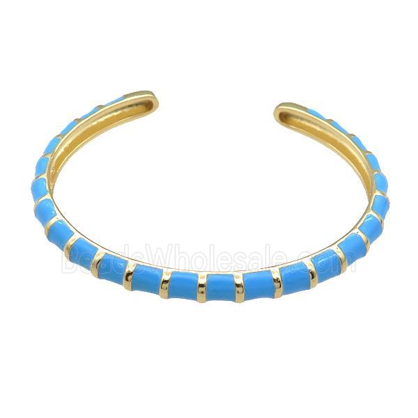 Copper Bangle Blue Enamel Gold Plated