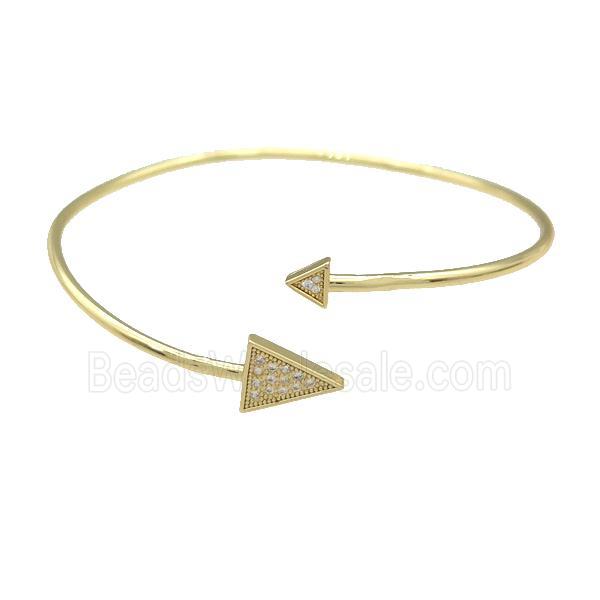 Copper Bangle Pave Zircon Triangle Gold Plated