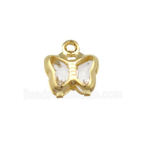 Copper Butterfly Pendant Pave Crystal Gold Plated