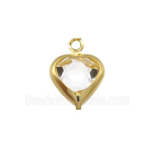 Copper Heart Pendant Pave Clear Crystal Gold Plated