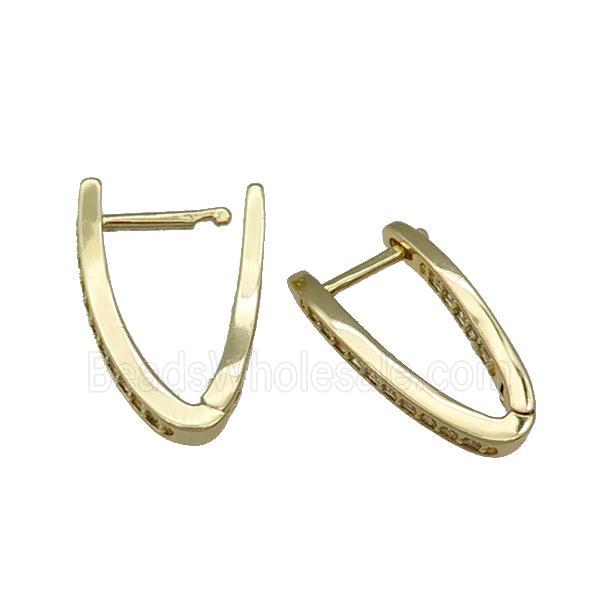 Copper Latchback Earring Pave Zircon Gold Plated