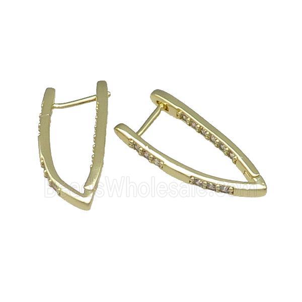 Copper Latchback Earring Pave Zircon Gold Plated