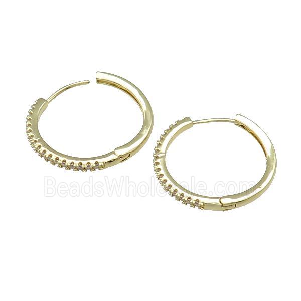 Copper Latchback Earring Pave Zircon Gold Plated