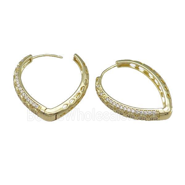 Copper Latchback Earring Pave Zircon Gold Plated