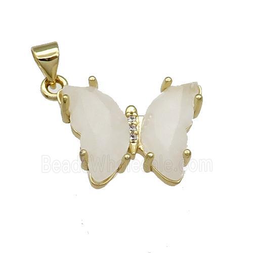 Clear Quartz Butterfly Pendant Gold Plated
