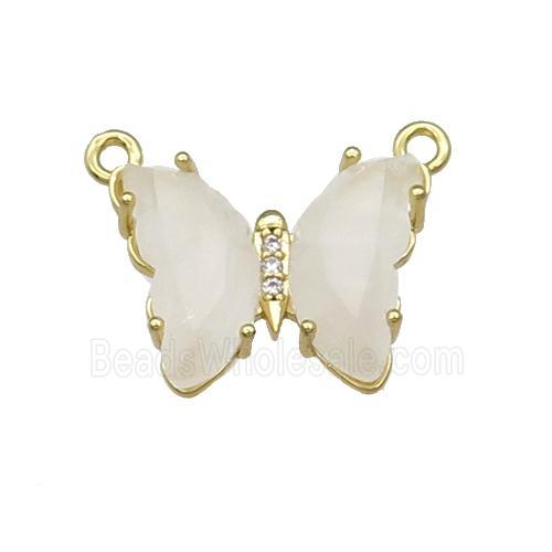 Clear Quartz Butterfly Pendant With 2loops Gold Plated