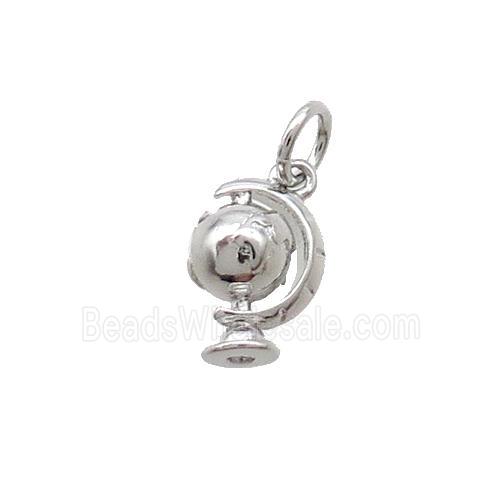 Copper Earth Globe Pendant Platinum Plated