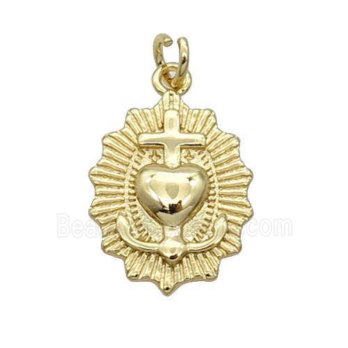 Copper Sacred Heart of Jesus Religious Gold Plated