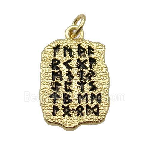 Copper Oracle Bones Pendant Black Enamel Gold Plated