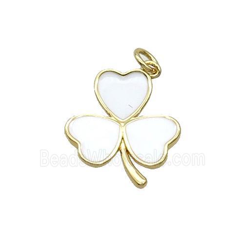 Copper Clover Pendant White Enamel Gold Plated
