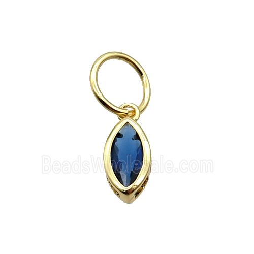 Copper Eye Pendant Pave Blue Crystal Gold Plated