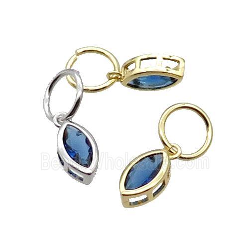 Copper Eye Pendant Pave Blue Crystal Mixed