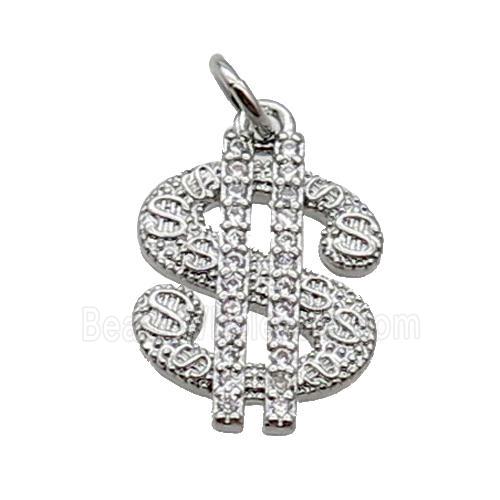 Copper Dallor Symbols Pendant Pave Zircon Platinum Plated