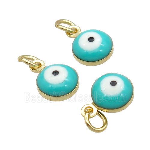Copper Evil Eye Pendant Green Enamel 18K Gold Plated
