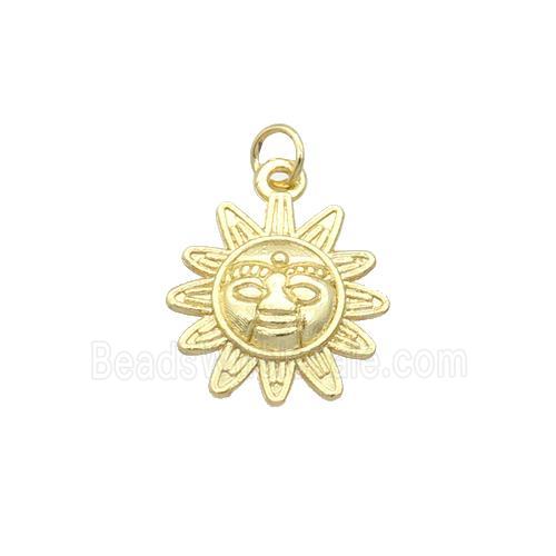 Alloy Sunflower Charm Pendant 18K Gold Plated