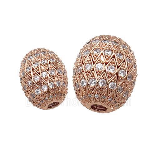 Copper Barrel Beads Pave Zircon Unfade Rose Gold