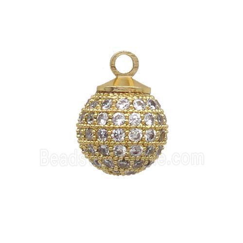 Copper Ball Pendants Round Pave Zircon Unfade 18K Gold Plated