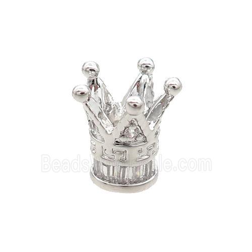 Copper Crown Beads Pave Zircon Unfade Platinum Plated