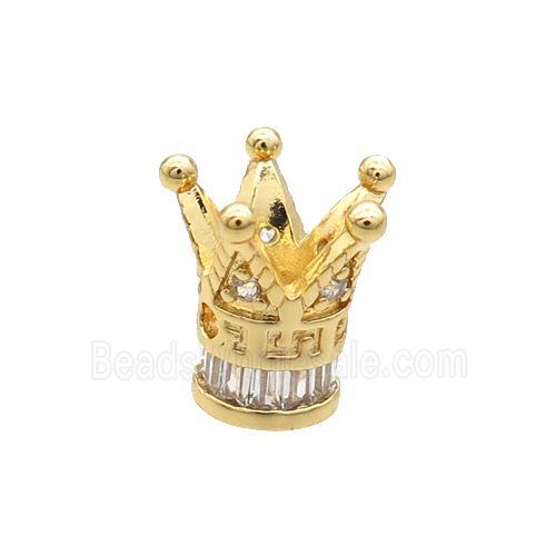 Copper Crown Beads Pave Zircon Unfade 18K Gold Plated