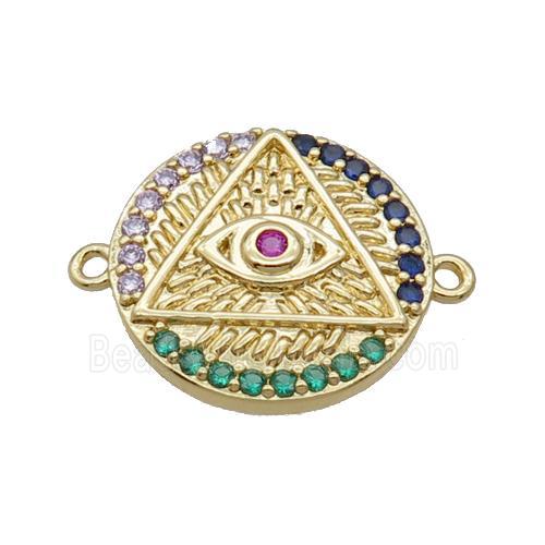 Copper Circle Connector Triangle Eye Pave Zircon Unfade 18K Gold Plated