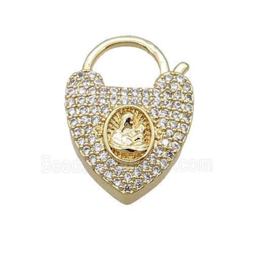 Copper Heart Clasp Pave Zircon Unfade 18K Gold Plated