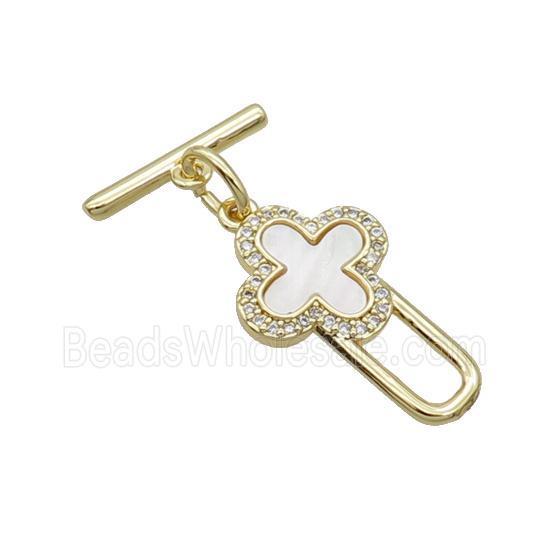 Copper Toggle Clasp Pave Shell Unfade 18K Gold Plated