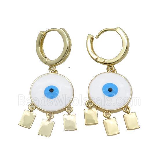 Copper Hoop Earring Circle Evil Eye Enamel Rectangle Gold Plated