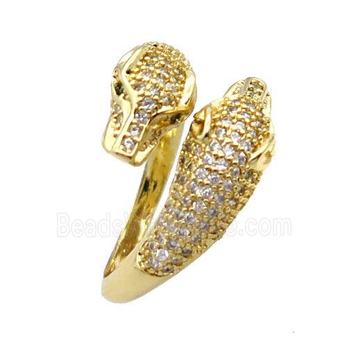 Copper Ring Pave Zircon Leopard Gold Plated