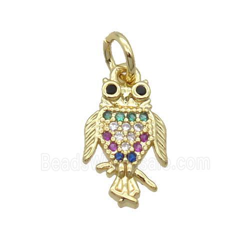 Copper Parrot Pendant Pave Zircon Bird Gold Plated