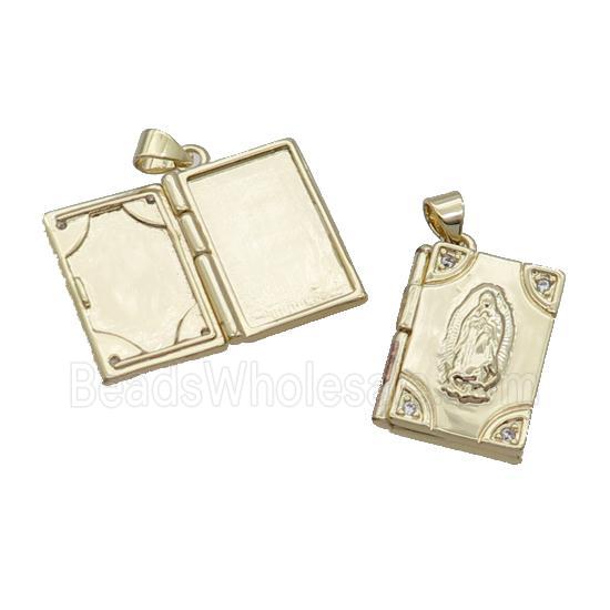 Copper Locket Pendant Jesus Rectangle Gold Plated
