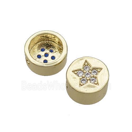 Copper Button Beads Pave Zircon Star Gold Plated