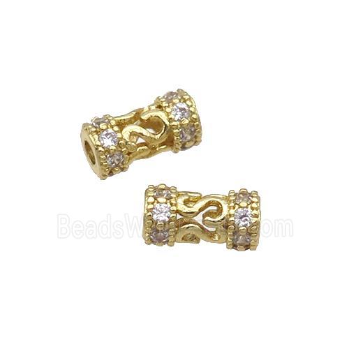 Copper Tube Beads Pave Zircon Gold Plated