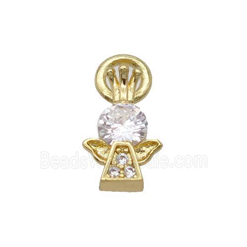 Copper Angel Pendant Pave Zircon Gold Plated