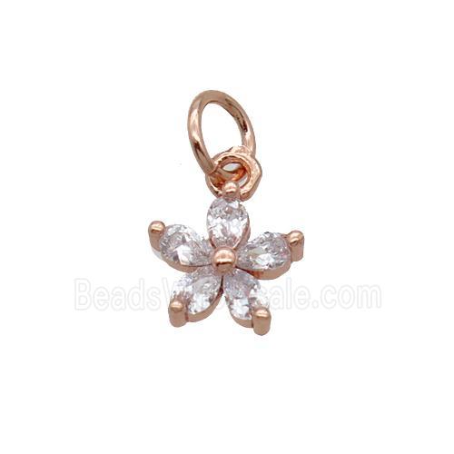 Copper Flower Pendant Pave Zircon Rose Gold