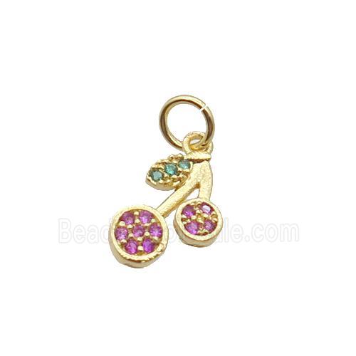 Copper Strawberry Pendant Pave Zircon Gold Plated