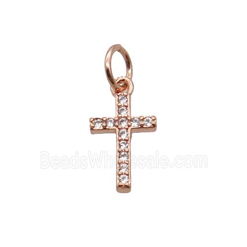 Copper Cross Pendant Pave Zircon Rose Gold