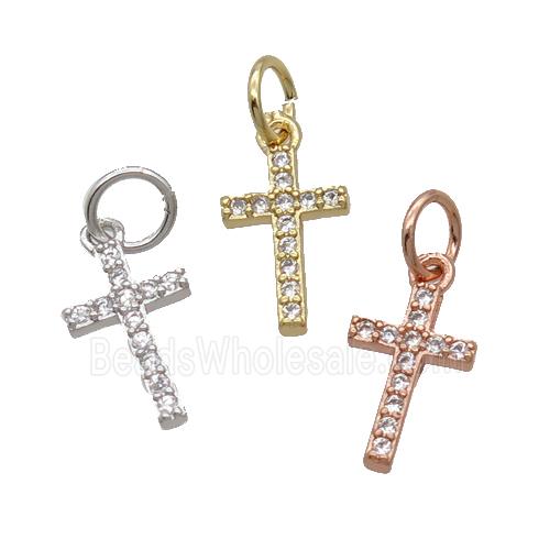 Copper Cross Pendant Pave Zircon Mix