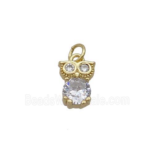 Copper Owl Pendant Pave Zircon Gold Plated