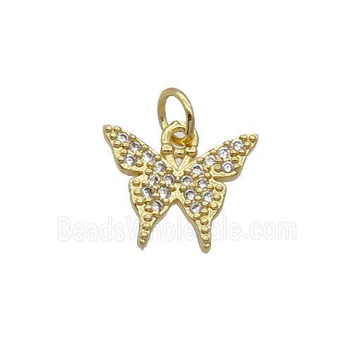 Copper Butterfly Pendant Pave Zircon Gold Plated