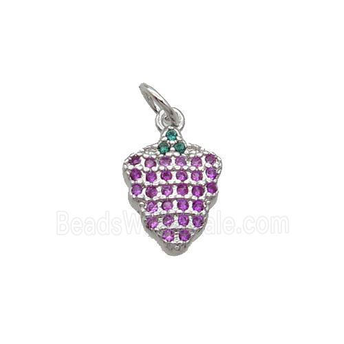 Copper Grapes Pendant Pave Zircon Platinum Plated