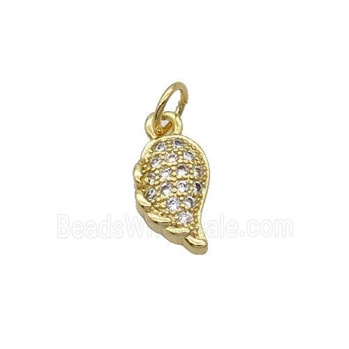 Copper Pendant Pave Zircon Angel Wing Gold Plated