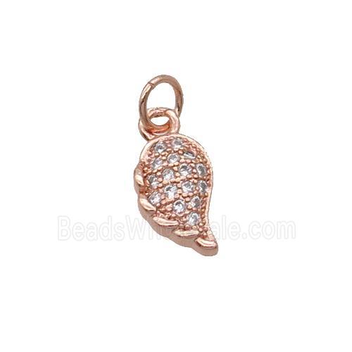 Copper Pendant Pave Zircon Angel Wing Rose Gold