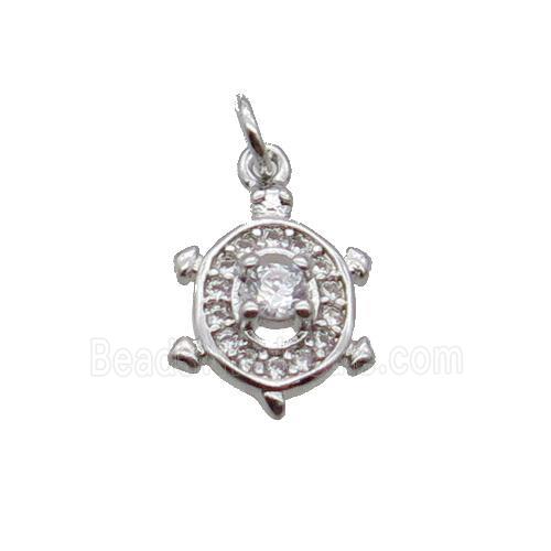 Copper Tortoise Pendant Pave Zircon Platinum Plated