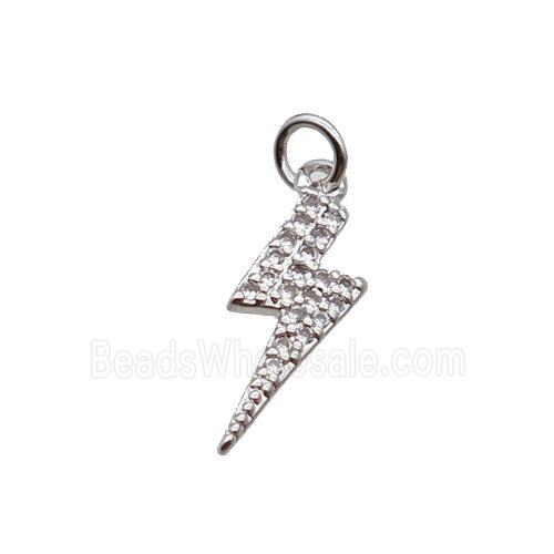 Copper Lightning Pendant Pave Zircon Platinum Plated
