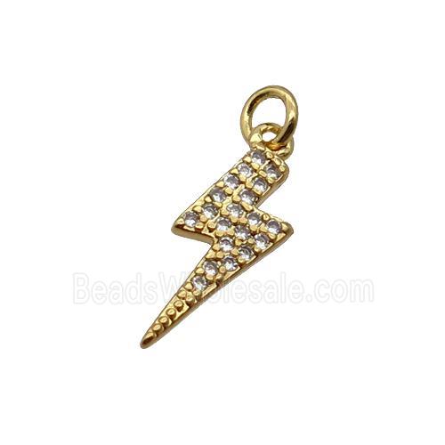 Copper Lightning Pendant Pave Zircon Gold Plated