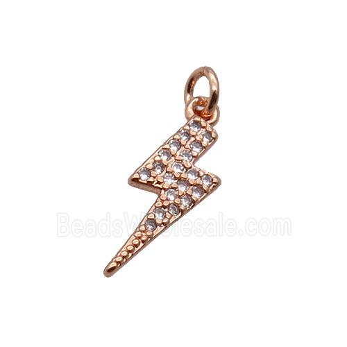 Copper Lightning Pendant Pave Zircon Rose Gold